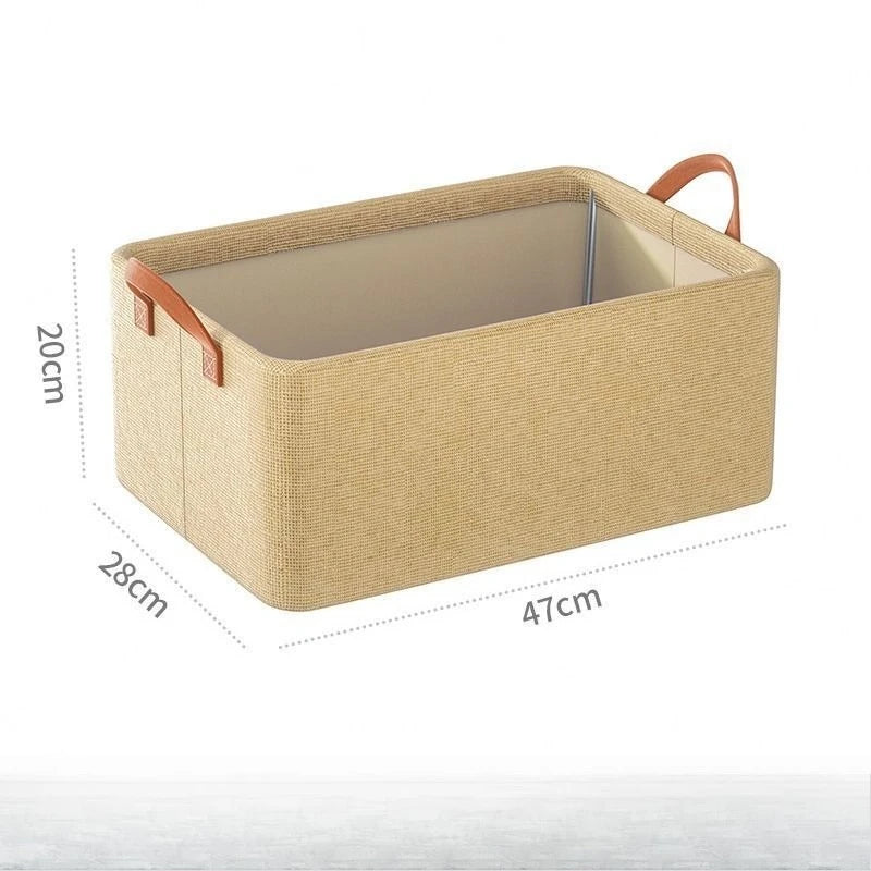 New Steel Frame Clothing Storage Box Cover Foldable Clothing Storage Box Household Moisture proof Pants Storage Basket Zpaxo khaki with lid