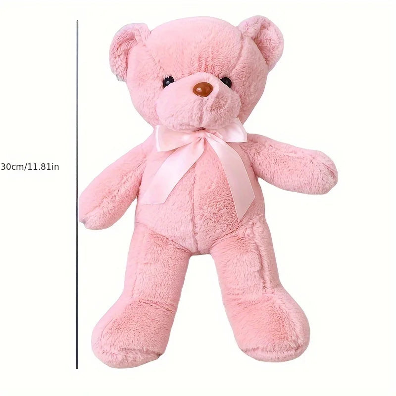 Multicolored Ribbon Teddy Bear Plush Toy Doll Soft Animal Dolls Zpaxo Pink