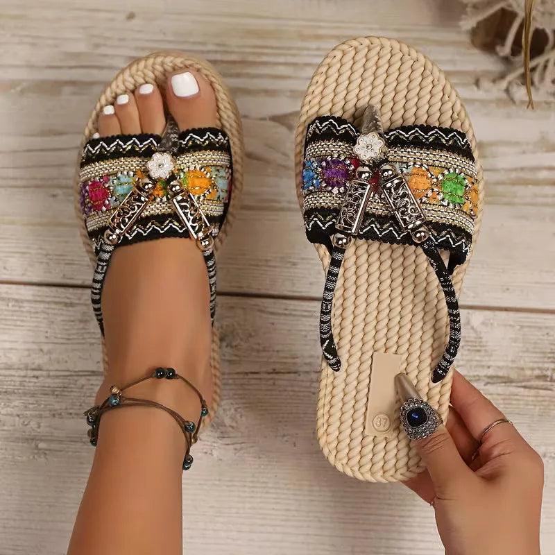 Women Slippers Open Toe Casual Shoes Summer Round Thick Soled Zpaxo flower black 39