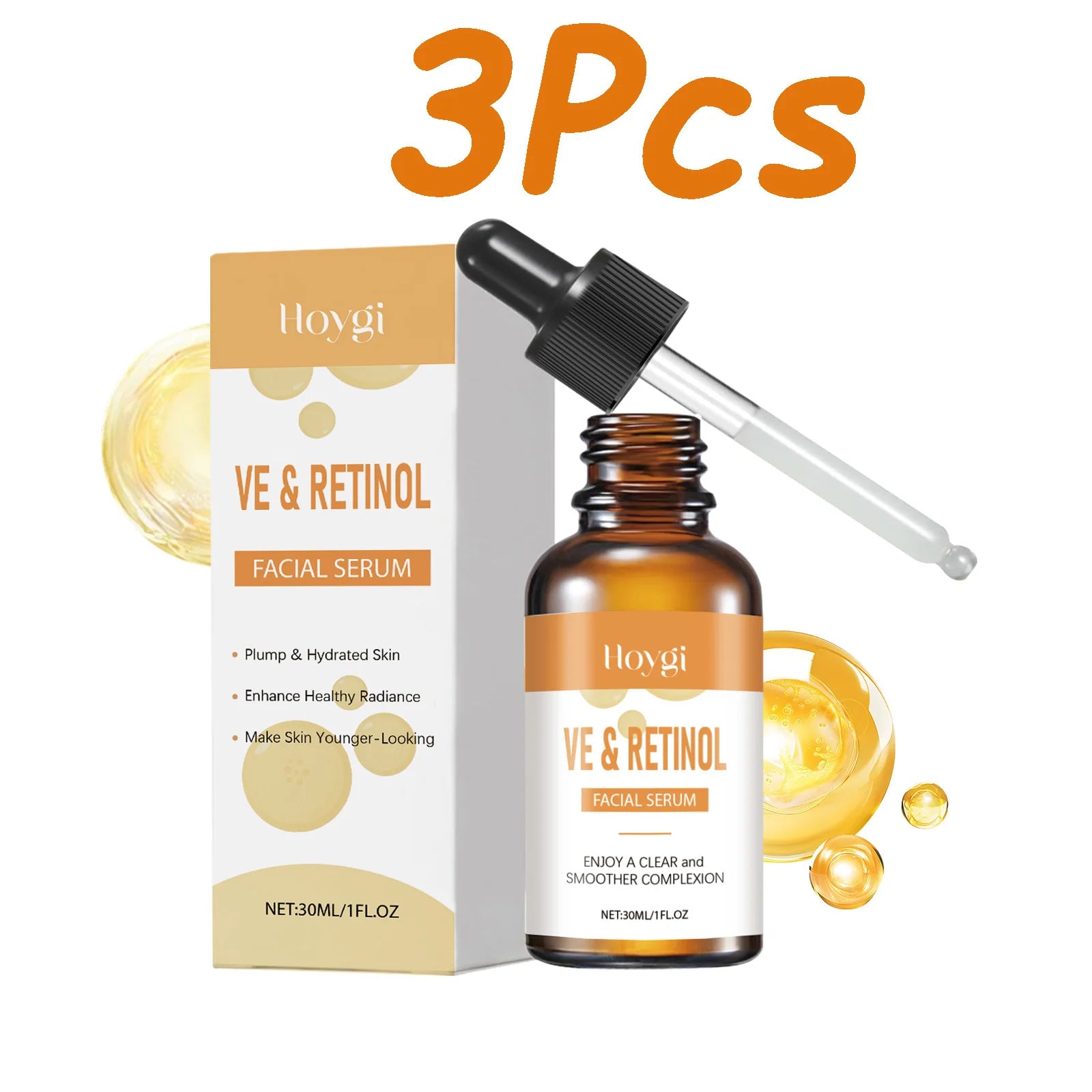 Hoygi Retinol & Vitamin E Face Serum – Anti-Aging Brightening Retinol Face Serum Zpaxo 3 x 30ml Boxed