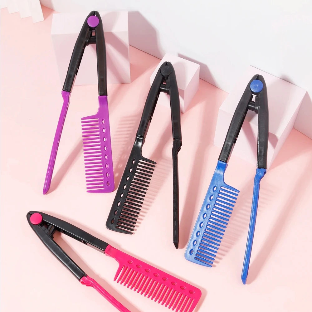 Straight hair brush, V-shaped straightener, straighten hair, suitable for hair salons, special for real hair wigs Zpaxo
