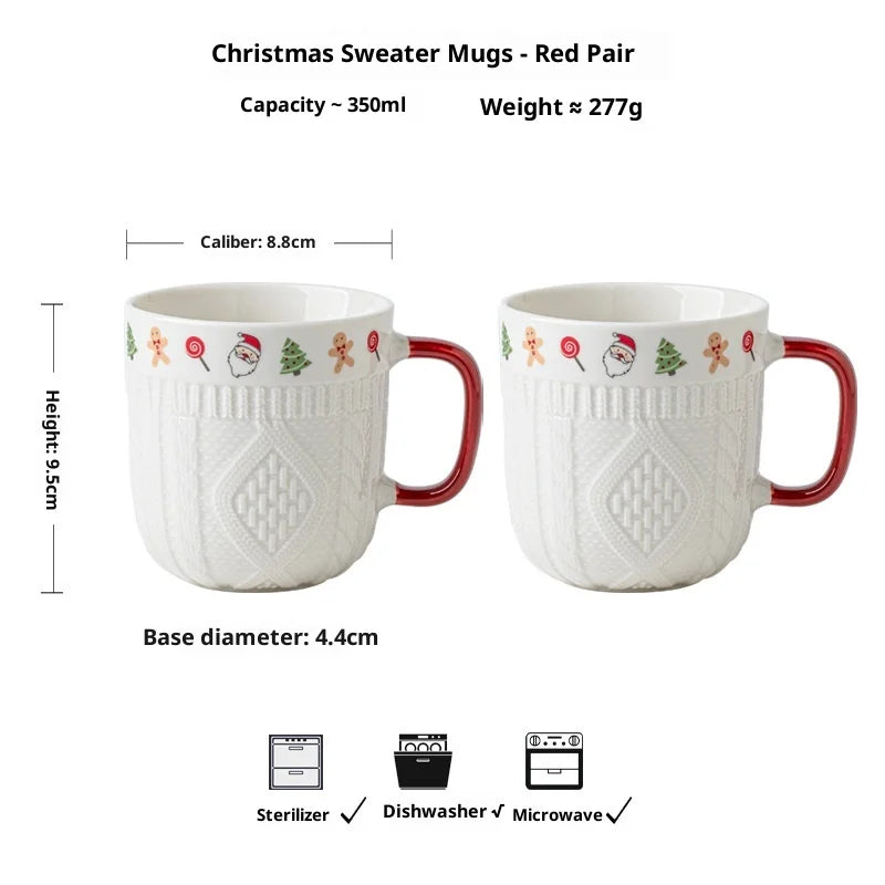Embossed Ceramic Couple Mugs Set – 2-Piece Gift for Couples Ceramic Couple Mugs Zpaxo WHITE 2pcs 301-400ml