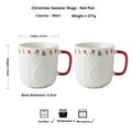 Embossed Ceramic Couple Mugs Set – 2-Piece Gift for Couples Ceramic Couple Mugs Zpaxo WHITE 2pcs 301-400ml