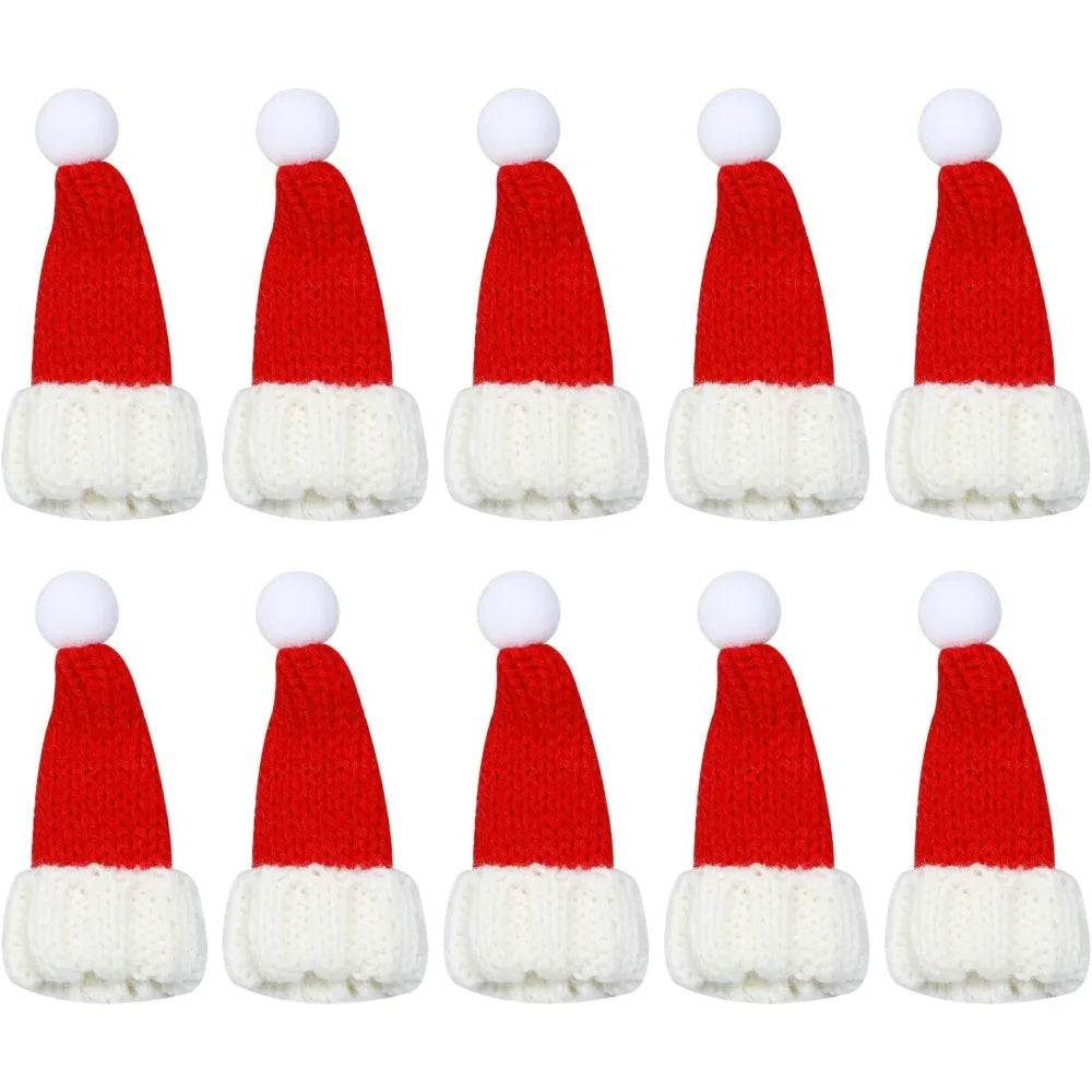 Christmas Halloween Non-woven Fabric Mini Santa Hats Red Candy Cane
