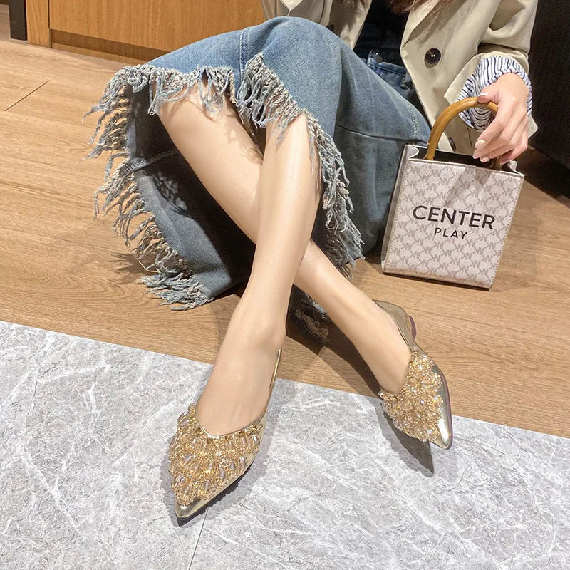 Flat Shoes for Women Pointed Toe 2025 Spring and Autumn Shallow Mouth Silver Soft Women's Plus Size Women Shoes Zapatos De Mujer Zpaxo