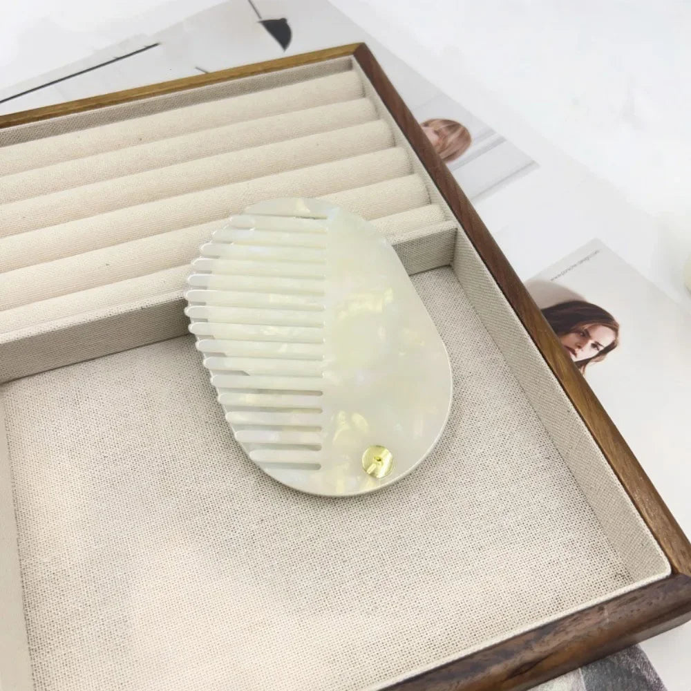 Simple Acetate Makeup Mirror Mini Anti static Mirror comb multifunctional Folding Hair comb Travel Zpaxo A