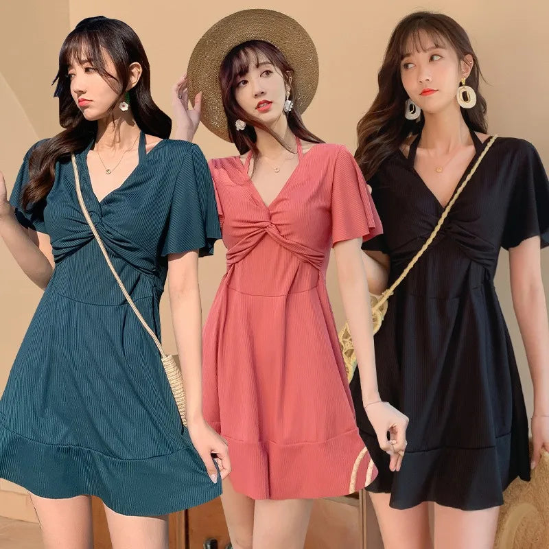 Large Size One Piece Swimsuit Womens Hot Spring Swimsuit Swimsuit Womens Professional Conservative Belly Covering New Swimsuit Zpaxo