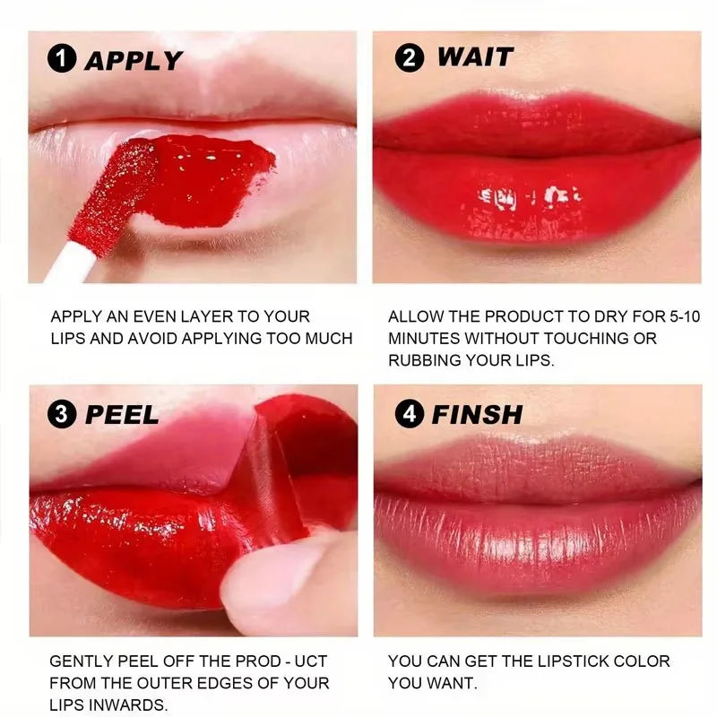 Red Peel-off Lip Gloss Natural Lip Dye Tattoo Tinted Lipstick Non-stick Cup Waterproof Matte Liquid Lipstick Makeup Cosmetics Zpaxo