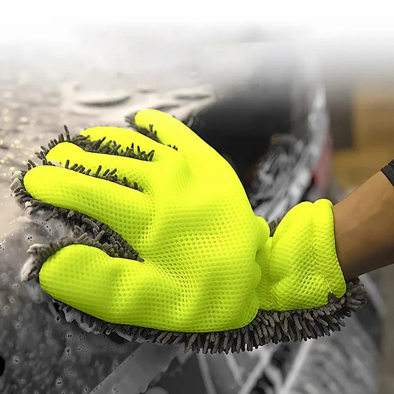Microfiber Car Wash Gloves – Chenille Coral Velvet Cleaning Mitt
