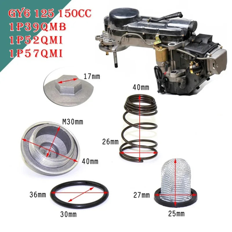 GY6 50cc to 150cc 125/150 Engine Parts Plug Moped Oil Filter Drain Screw Scooter Zpaxo