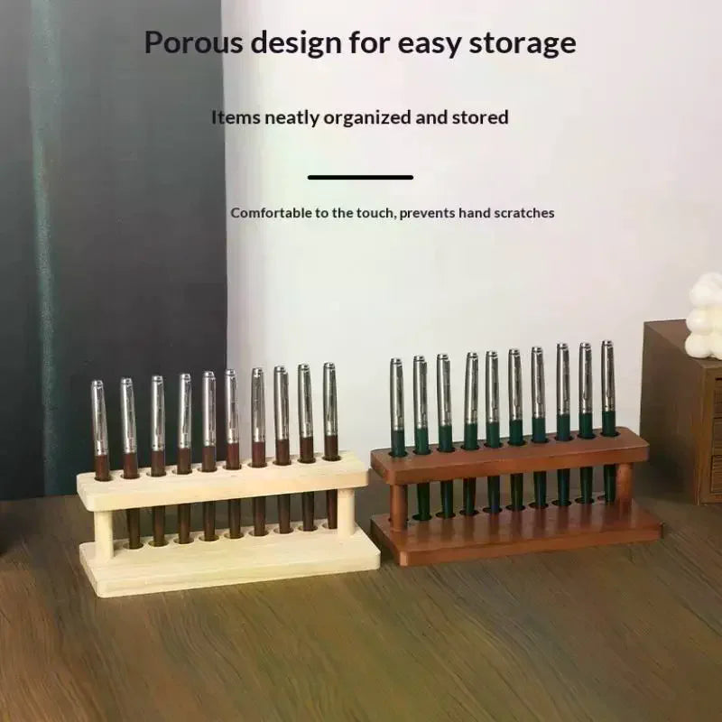 1PC Walnut Wood Multifunction Desk Organizer - Pen Holder, Phone Stand & Storage Solution For Office And School Zpaxo