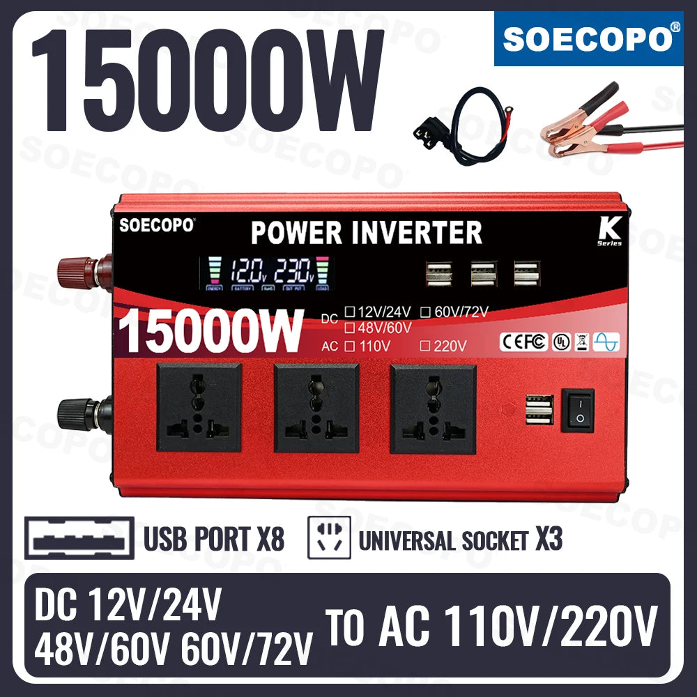 15000W All-in-one Power Inverter DC 12V 24V 48V 60V 72V AC 110V 220V