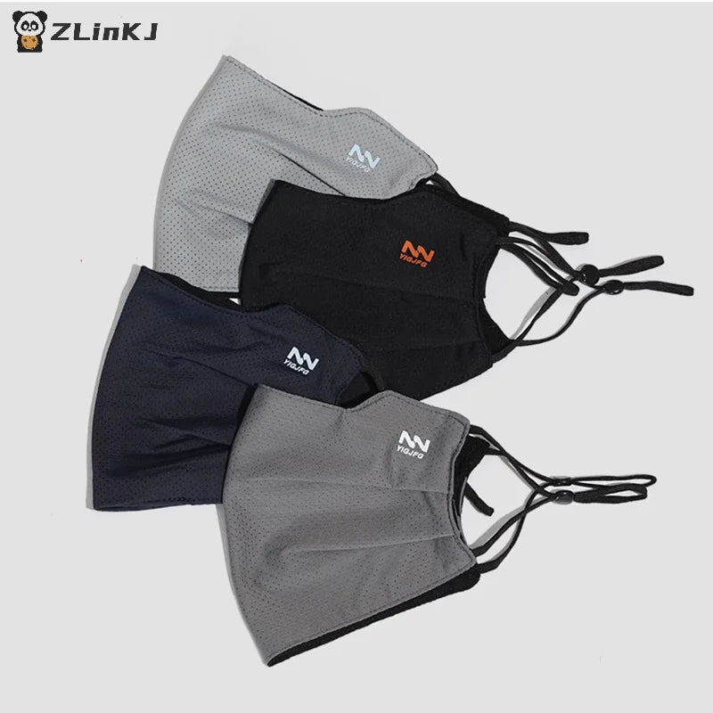 ▶1Pc Sun Protection Face Mask For Men Reusable Breathable UV Face Shield Solid Color Washable Face Mask Summer Cycling Face Mask Zpaxo