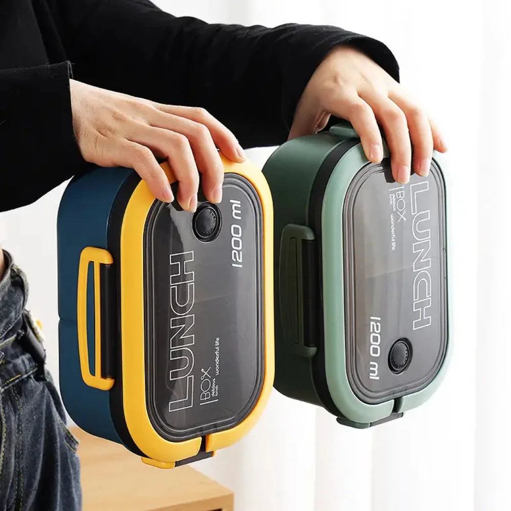 Double-layer Lunch Box Portable Compartment Fruit Food Microwave Fork Zpaxo