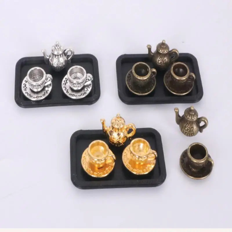 ▶4Pcs Dollhouse Handmade Miniature Tea Cup Model Simulation Micro Tea Pot Scene Ornaments DIY Decorative Accessories Zpaxo