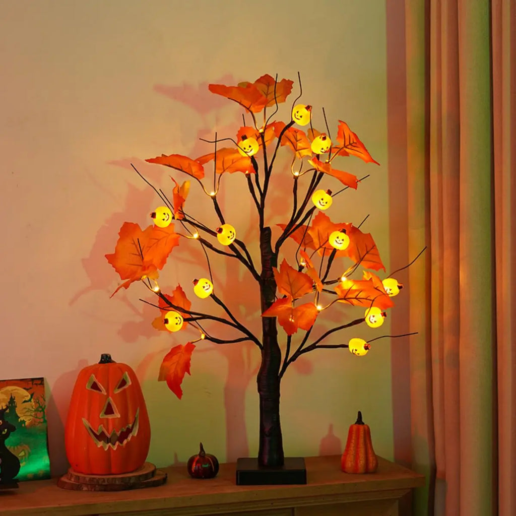 LED Halloween Birch Pumpkin Ghost Eye Shaped Light Luminous Zpaxo