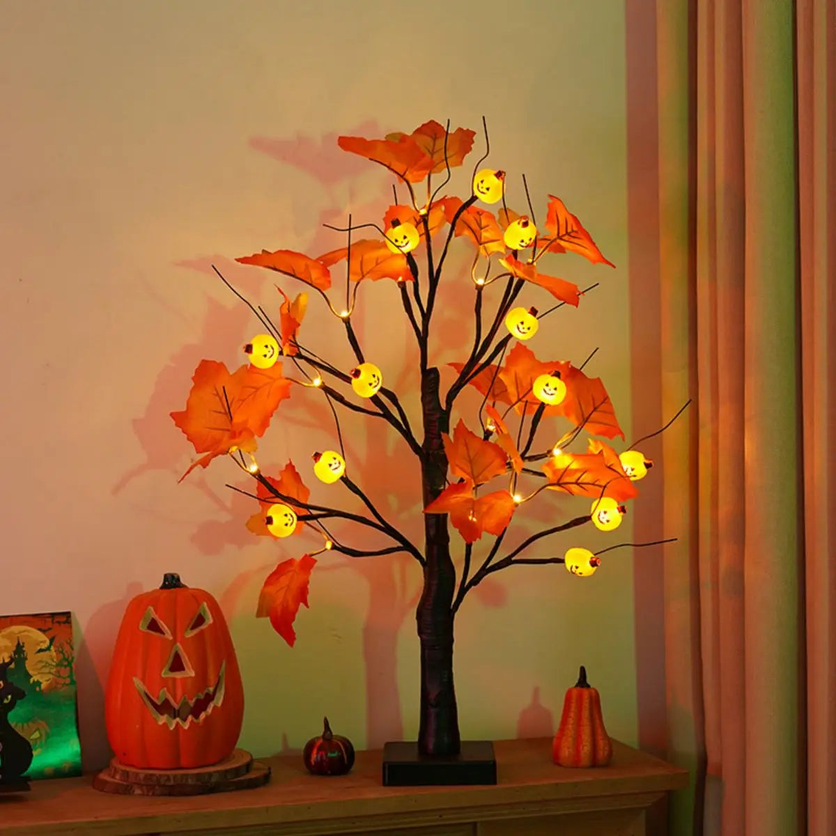 LED Halloween Birch Pumpkin Ghost Eye Shaped Light Luminous Zpaxo