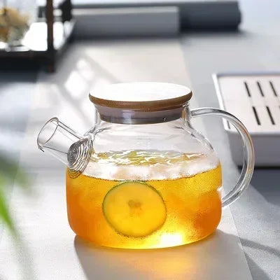 1/1.8L Transparent Borosilicate Glass Teapot Heat-Resistant Large Clear Tea Pot Flower Tea Set Puer Kettle Cup Office Home Tool Zpaxo A 1000ML