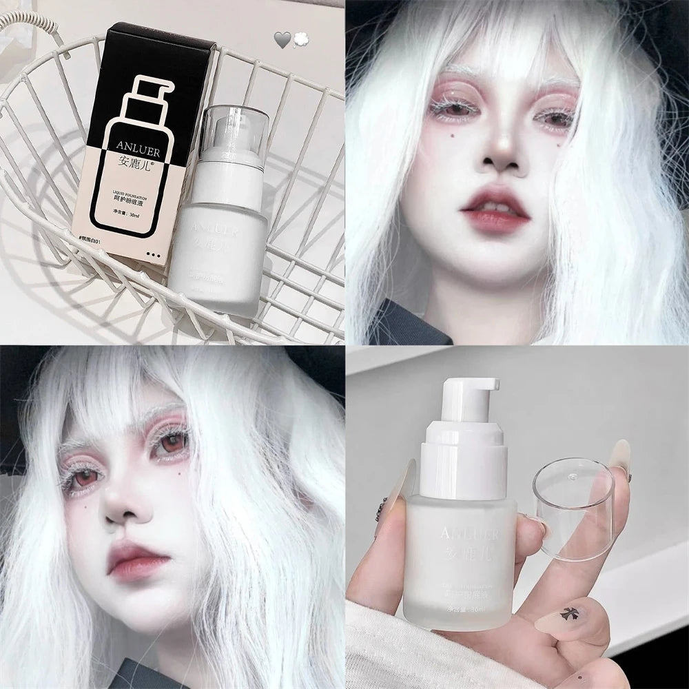 White Matte Face Foundation Full Coverage Long Lasting Waterproof Liquid Foundation Cosplay Stage Face Painting Flawless Makeup Zpaxo