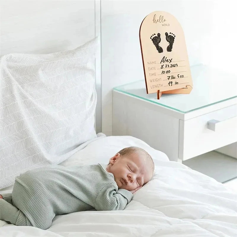 Mom Baby Photo Frame Ultrasonic Design Wooden Ornament Announcement