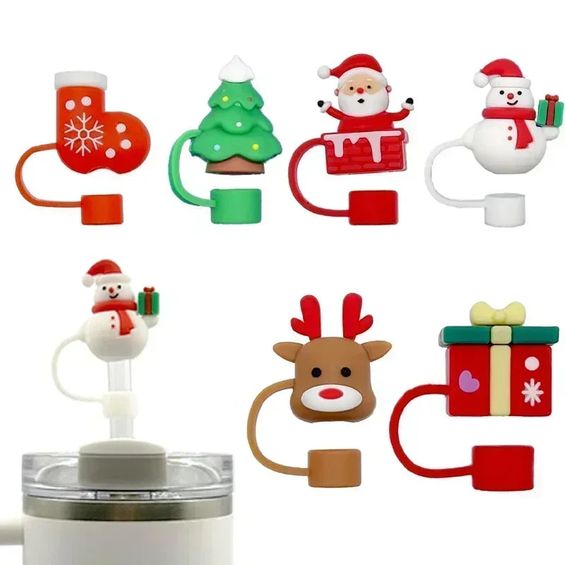 Christmas Straw Covers Caps Tumblers Dustproof Toppers Cups 30 Cup