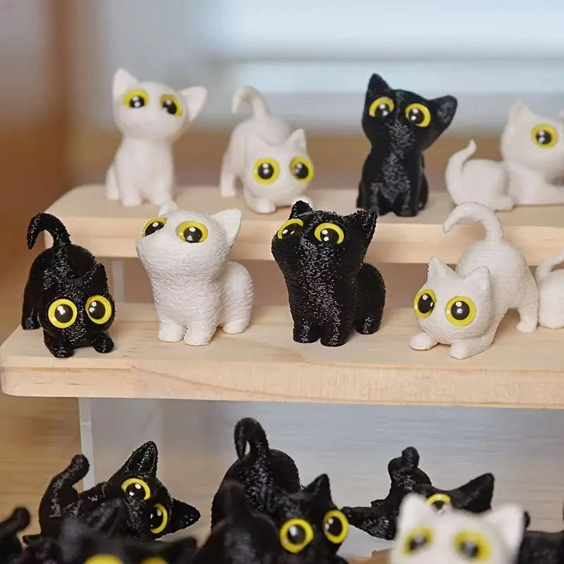 3D Printed Big-eyed Cat Ornaments Mini Statues Miniature Cute Kitten Zpaxo
