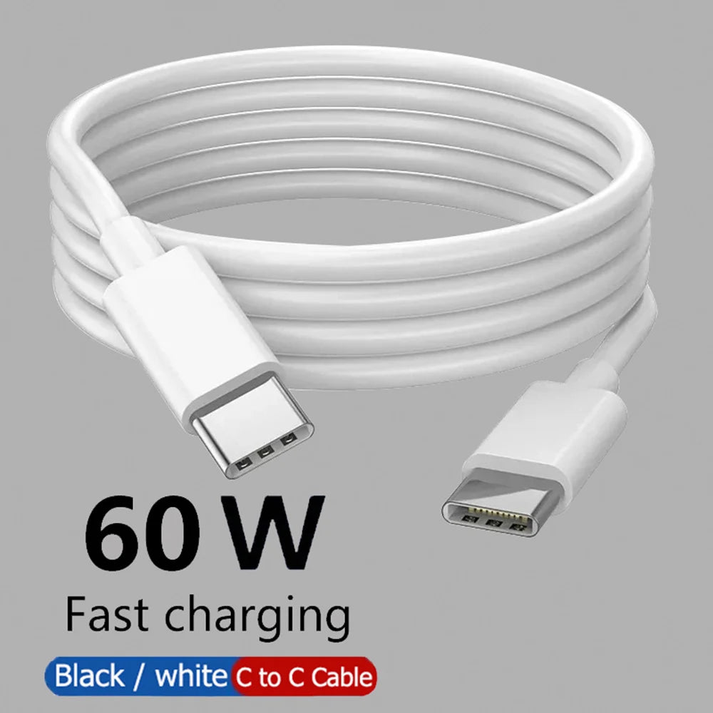 PD 60W USB C to USB Type C Cable Fast Charge Data Cables For iPhone Samsung Xiaomi Macbook iPad Data Line Type C To Type C 1m 2m Zpaxo