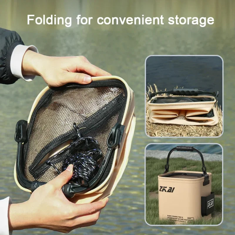 Foldable Fishing Bucket 13L/8L – Waterproof EVA Camping Pail Foldable Fishing Bucket Zpaxo