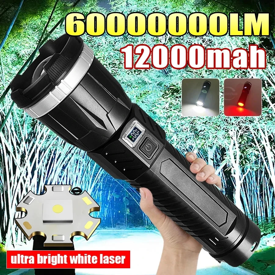 KDULIT Rechargeable Tactical Flashlight – 4km Beam, 12000mAh