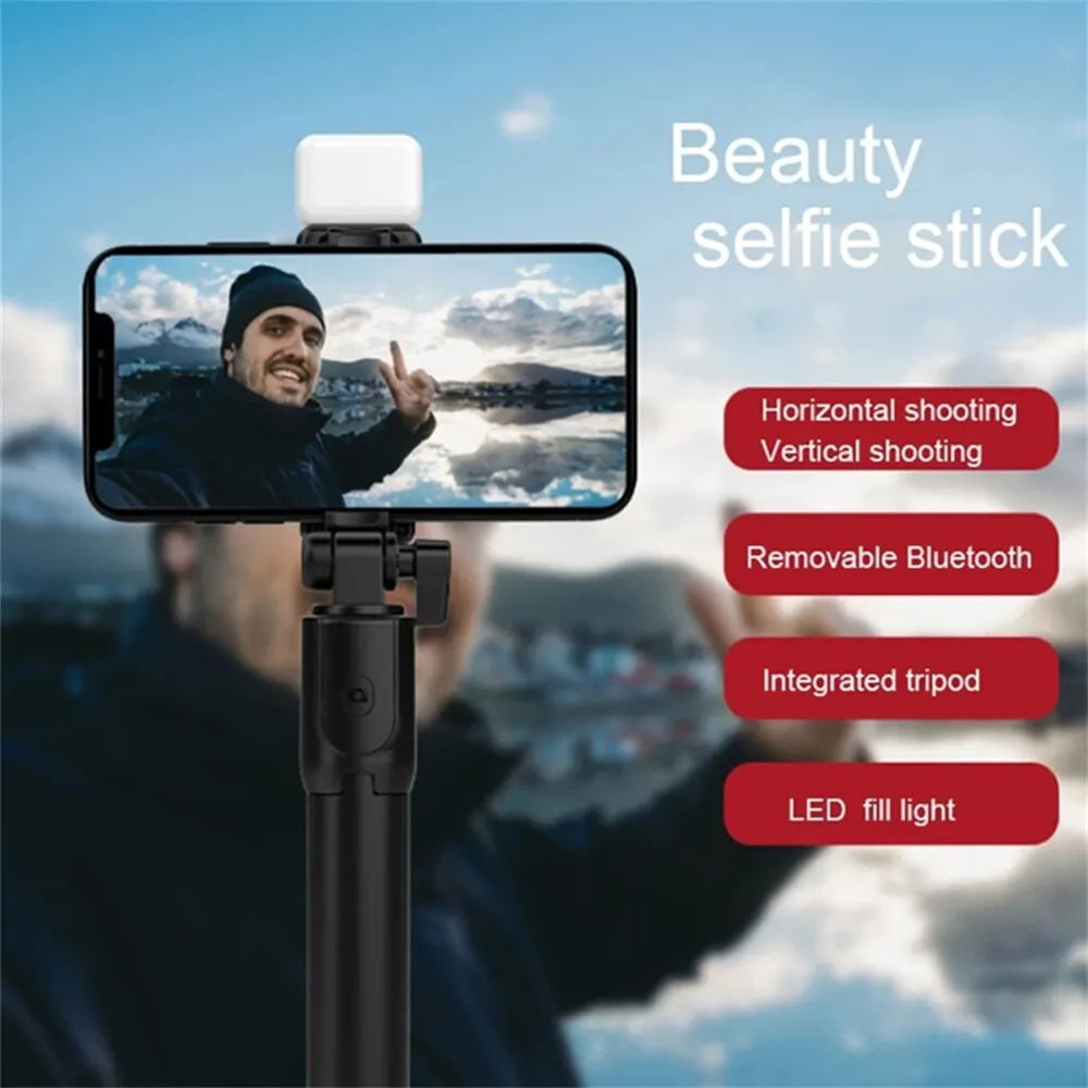 Selfie Stick Foldable Portable Tripod With LED Fill Light Bluetooth Shutter Remote Control For Mobile Phone Vlog Shooting Record Zpaxo