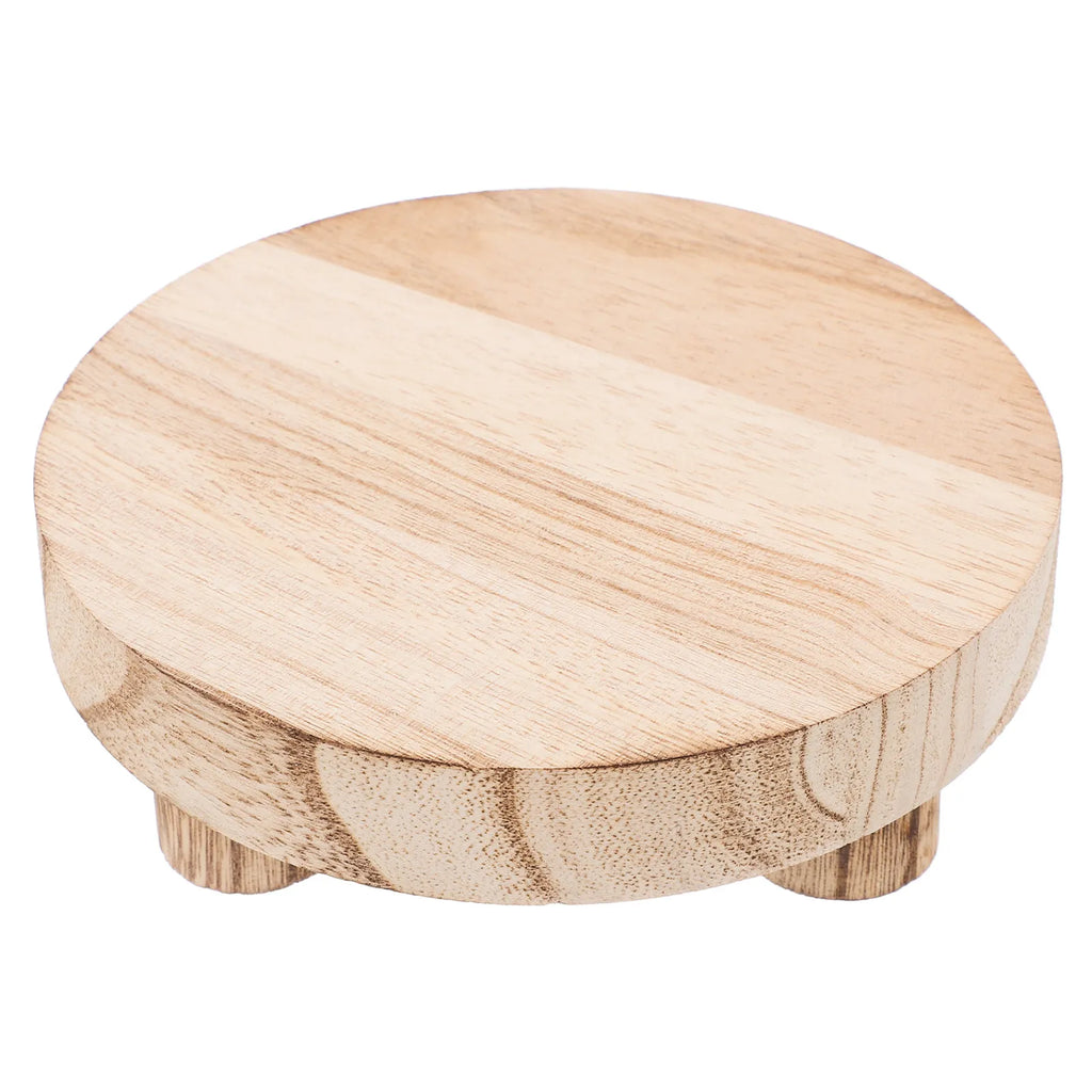 Small Wooden Plant Stand Indoor Round Rustic Wood Display Stand for Succulents Plants Bathroom Toiletries Perfume Organizer