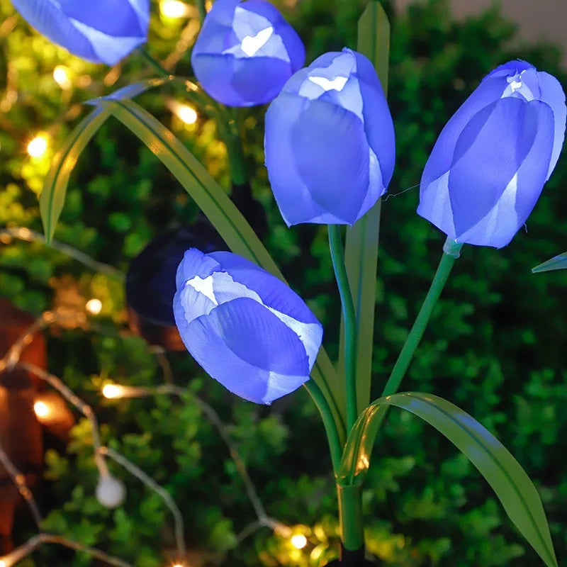 Solar Powered 3 Head Tulip Flower Simulation Light LED Garden Zpaxo