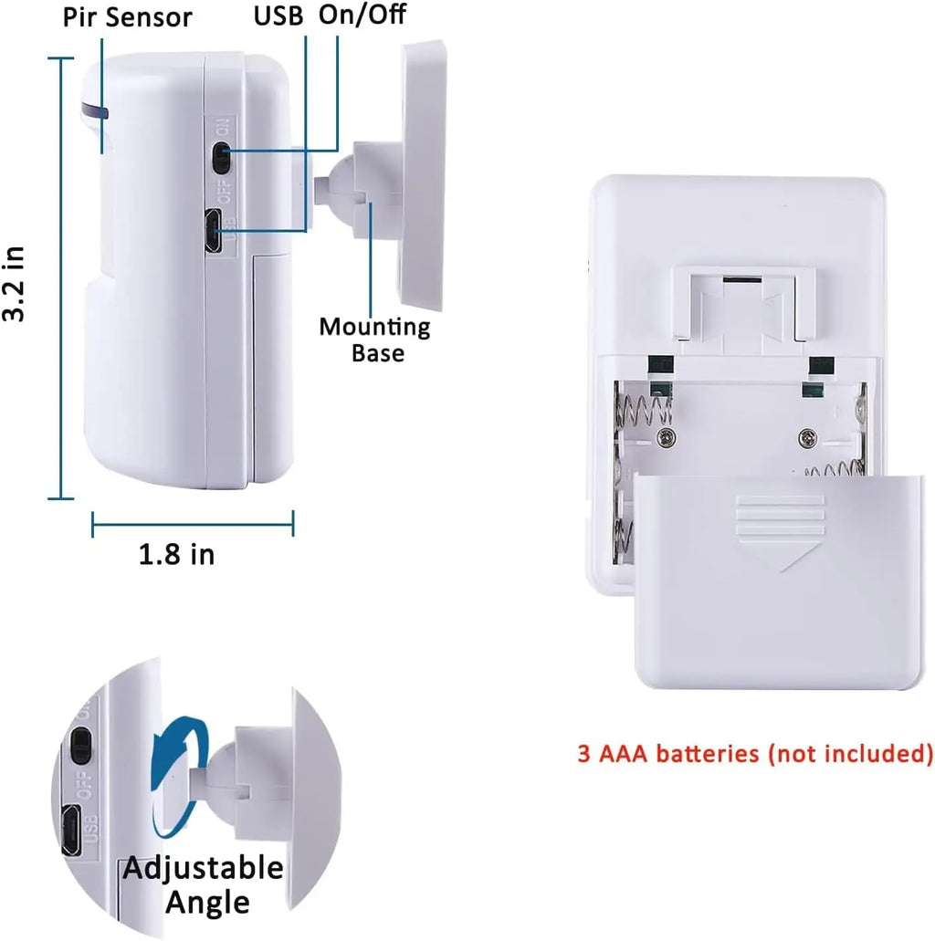 Wireless Driveway Alarm Motion Sensor Indoor Home Security Business Detector Alert System Monitor Protect Property Zpaxo