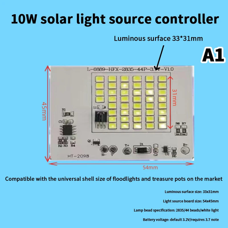 1Pcs 10W-600W LED Outdoor Solar Energy 2835 5730 High Brightness Bead Projection Light Integrated Light Source Light Panel Zpaxo 2835-10W