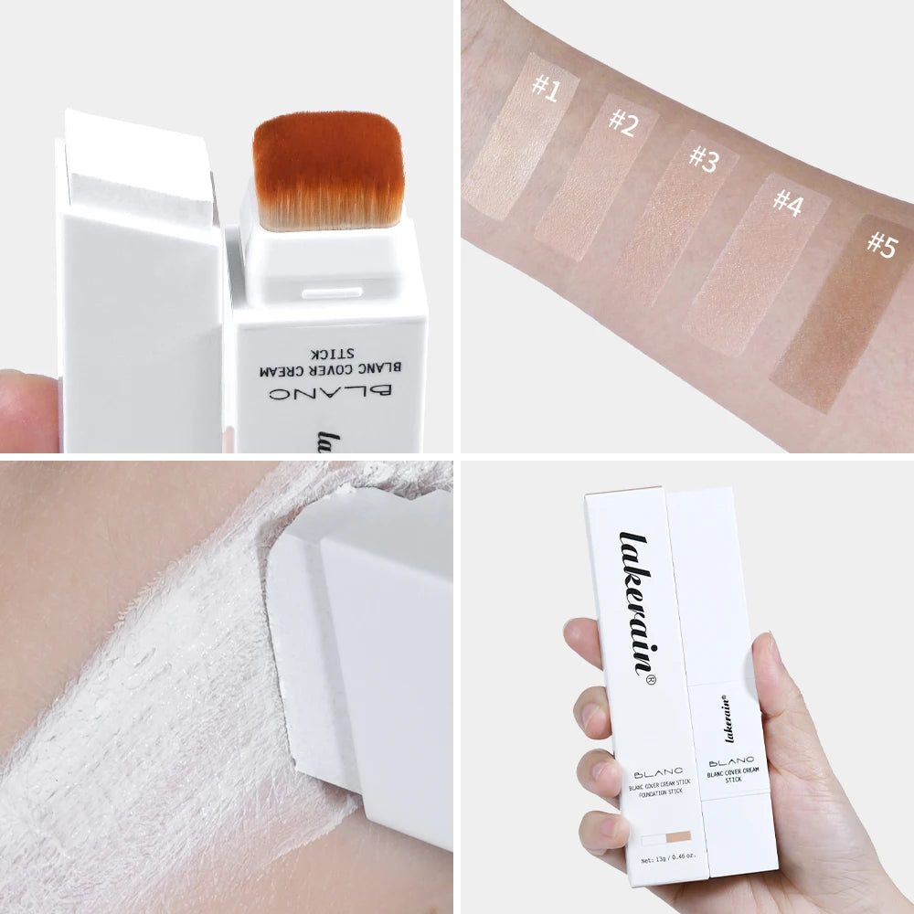 Blanc Cover Cream Stick Color Changing Foundation with Detachable Brush Coverage Changing Foundation Stick Base Makeup Zpaxo