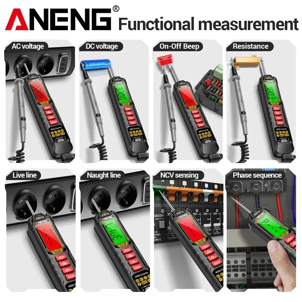 ANENG A3016 Car Voltage Test Pen Digital Multimeter Smart AC DC 600V