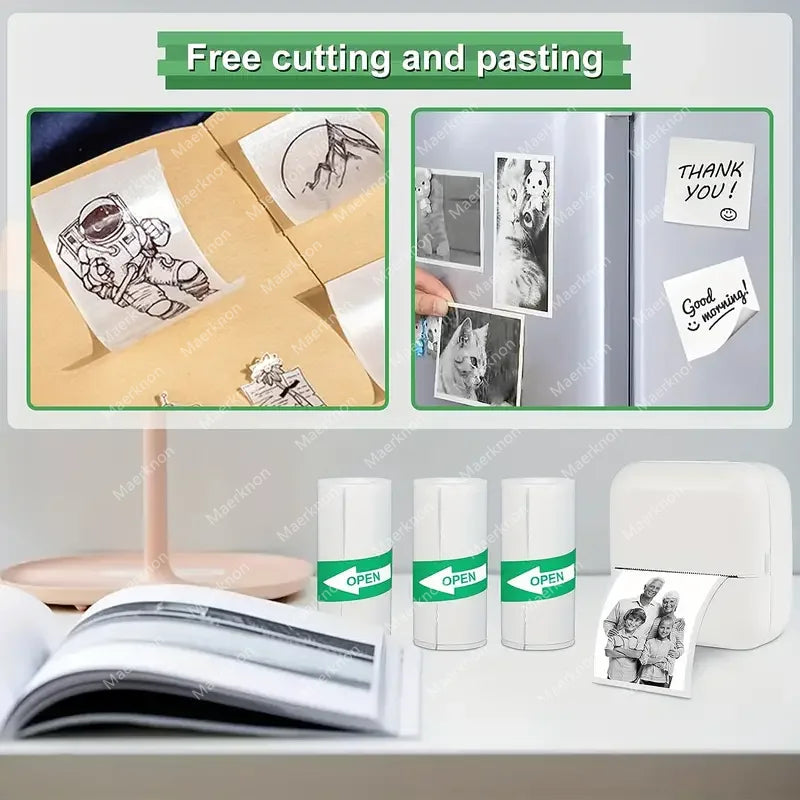 10 Roll Mini Printer Paper Self-adhesive Paper White Thermal Paper Printer Label Sticker For Wireless Photo lnkless Printer 57mm Zpaxo