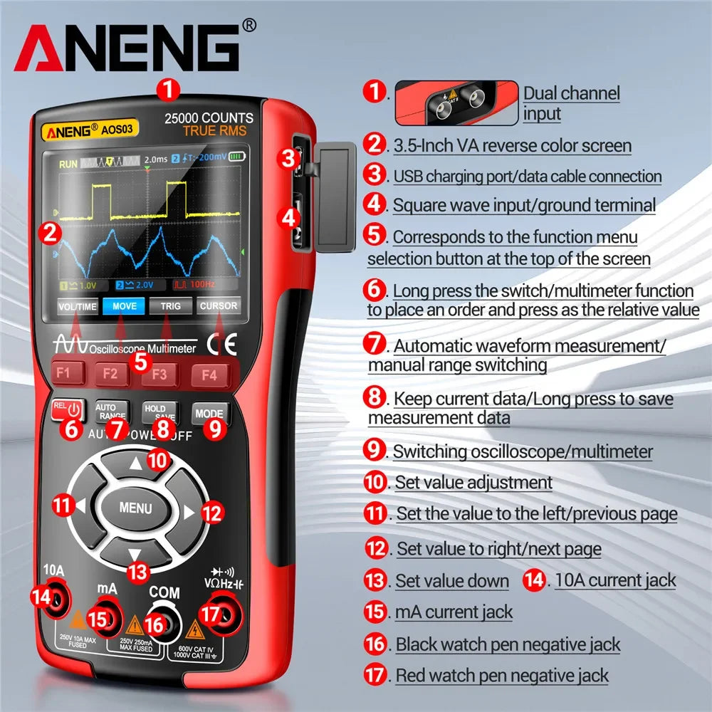 ANENG AOS03 280MS S 50MHz Analog Transistor Bandwidth Waveform Test