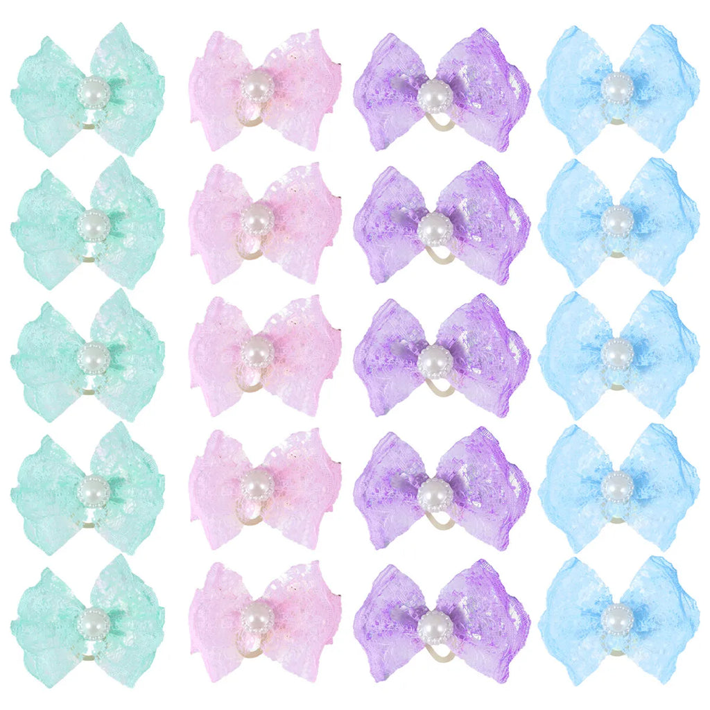 Pet Bowknot Hair Ties Assorted Elastic Rubber Bands Dog Cat Puppy