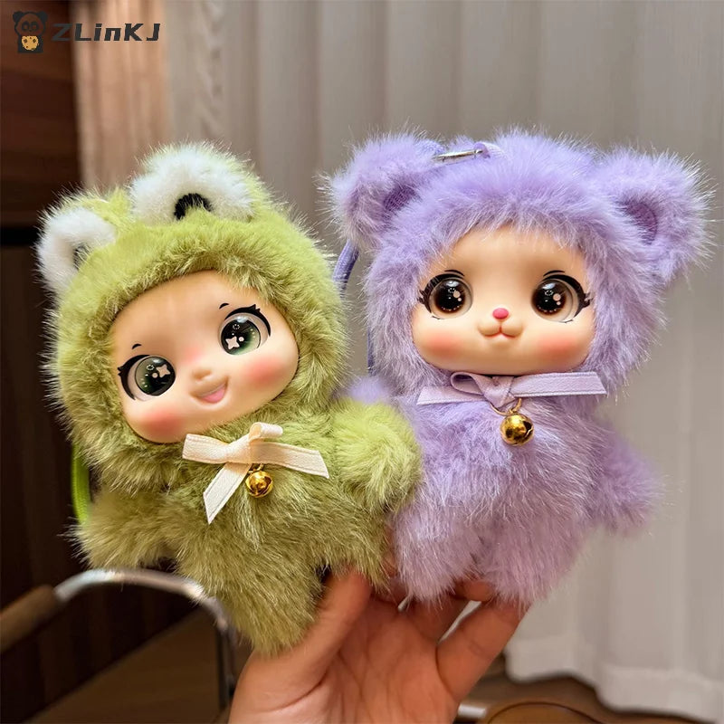 ▶1Pcs Cute Family Series Animals Vinyl Face Plush Forest Doll Pendant Backpack Decoration Gifts Zpaxo