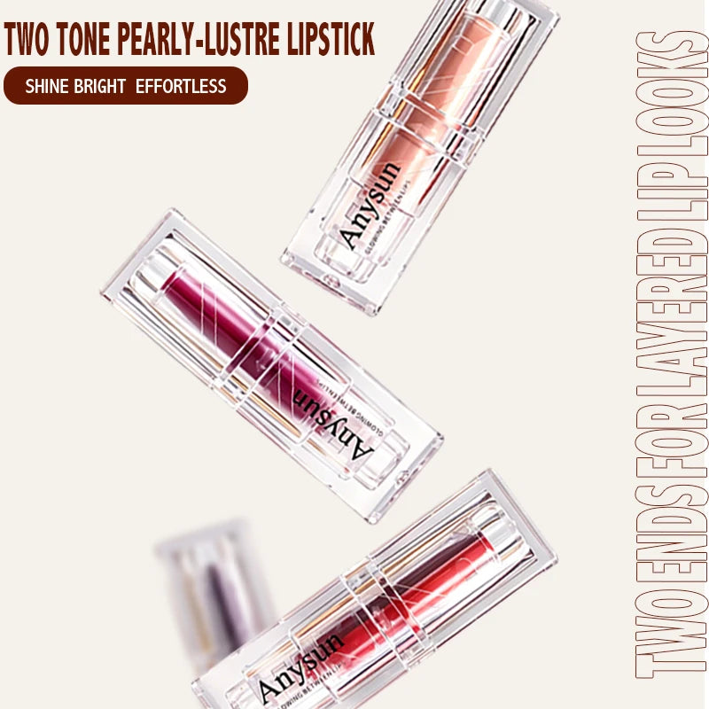 Dual-color Pearlescent Lipstick Vivid Long-lasting Luster Easy Apply