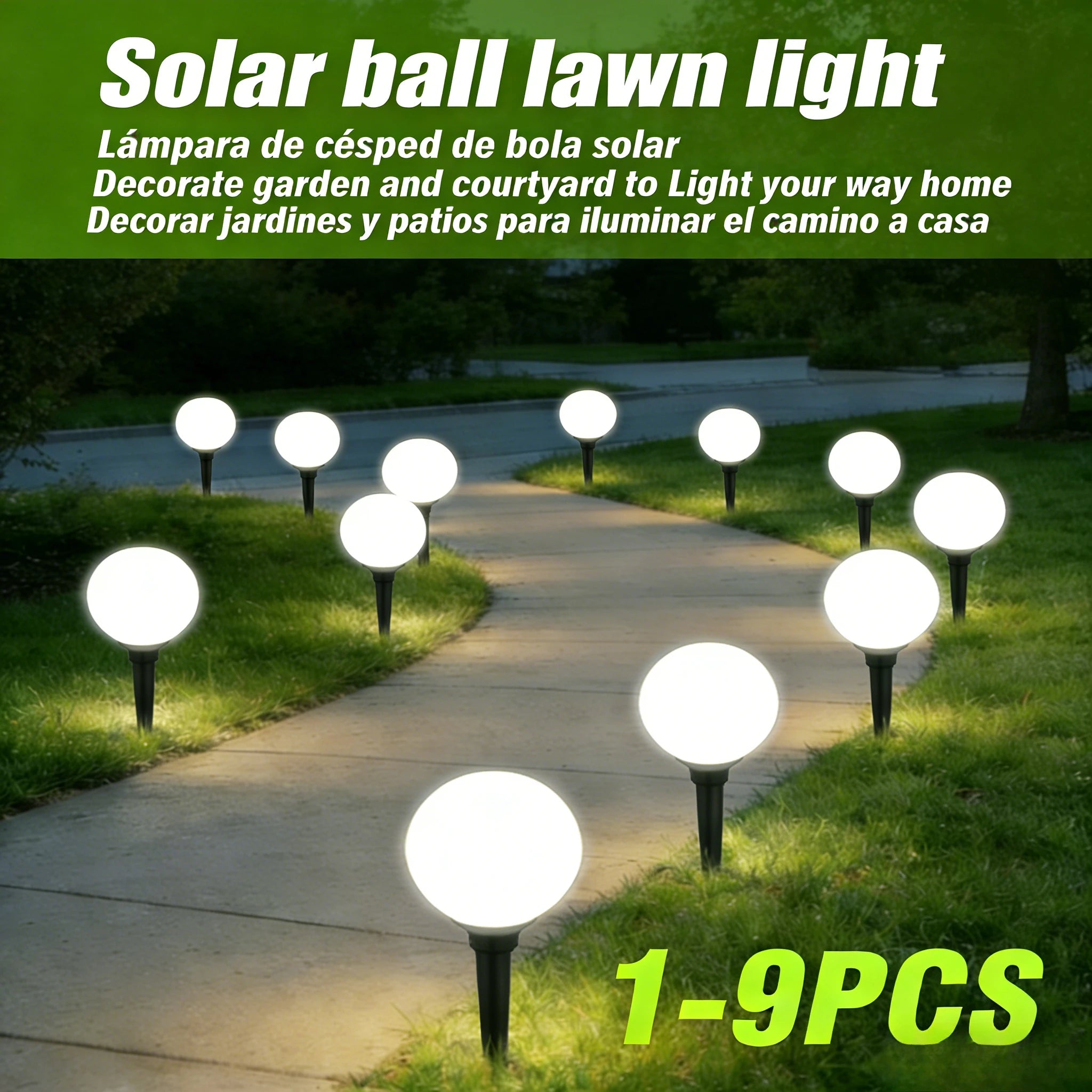 Solar Lights Outdoor Sphere 1 3 6 9 LED Garden Light Waterproof Lamp Zpaxo