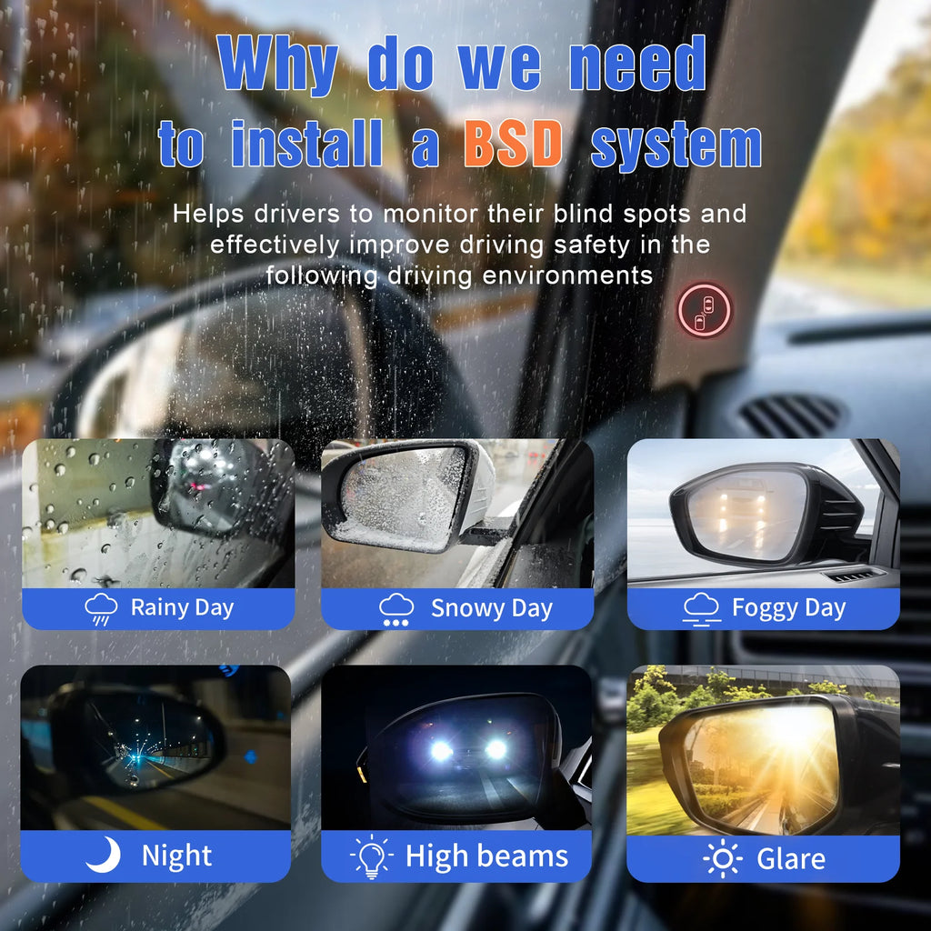 Car BSD Blind Spot Monitoring System 24GHz Microwave Radar Detection