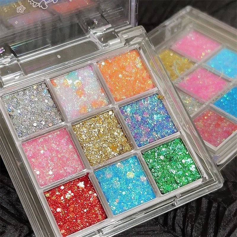 9Color Glitter Eyeshadow Palette Pearly Eyeshadow Palette Makeup Korean Charming Eye Glitter Palette Shiny Eye Shadow Pigments Zpaxo