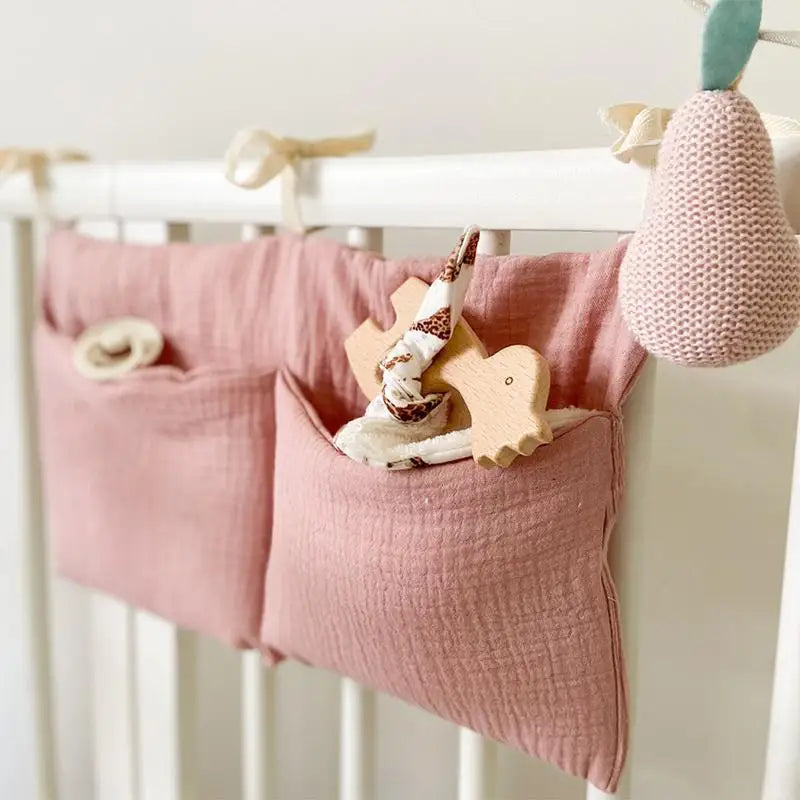 Bed Pockets Bedside Storage Baby Diaper Organizer 2 Pockets Space-Saving Bedside Bag Caddy Attachment For Dorm Entryway Office Zpaxo