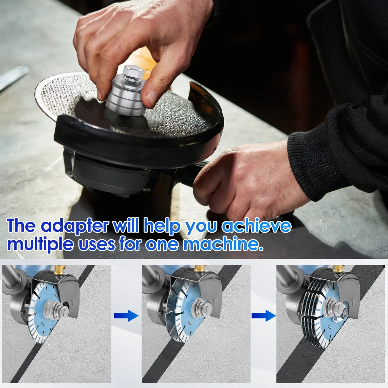 2Pcs Angle Grinde to Grooving Machine Adapter Metal M10 M14 Conversion Head Slotting Machine Angle Grinder Wall Grooving Adapter
