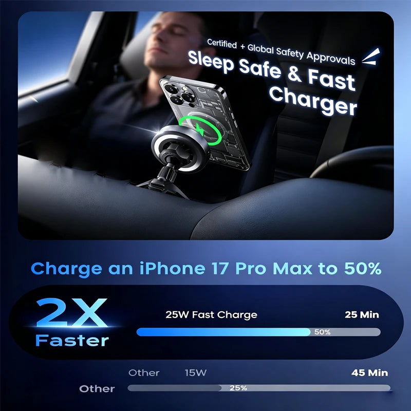 UYUXIO 25W Ultra Fast Charging Magnet Wireless Car Charger Cooling