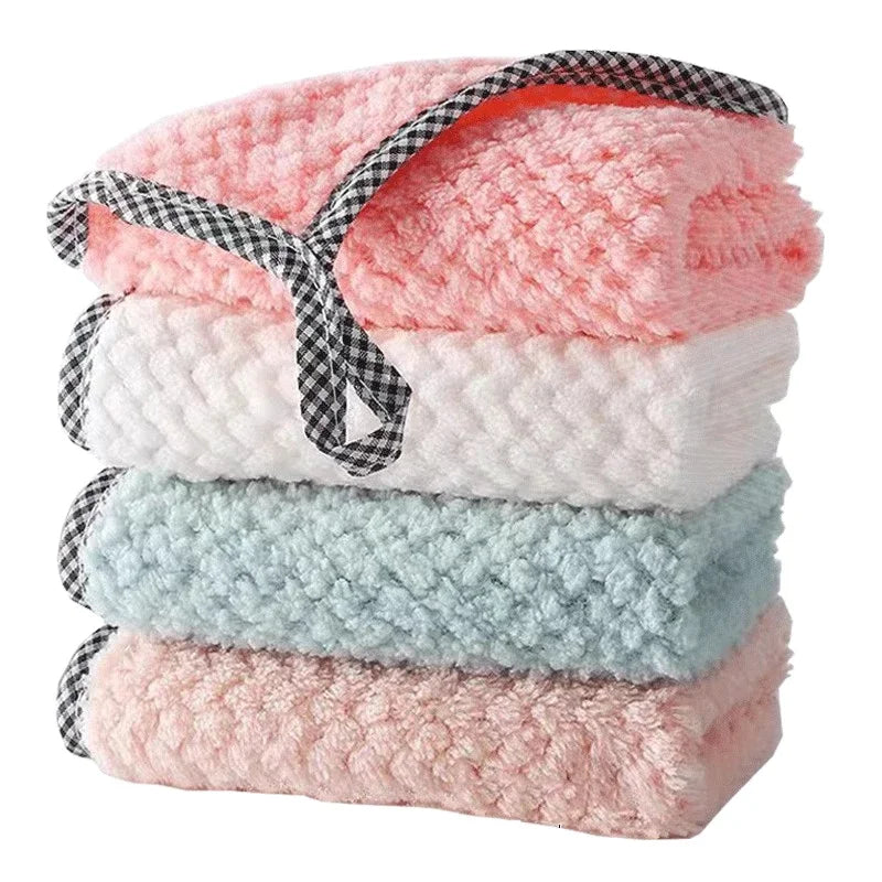 1 5 Kitchen Towels Hangable Cleaning Cloth Tableware Dish Microfiber