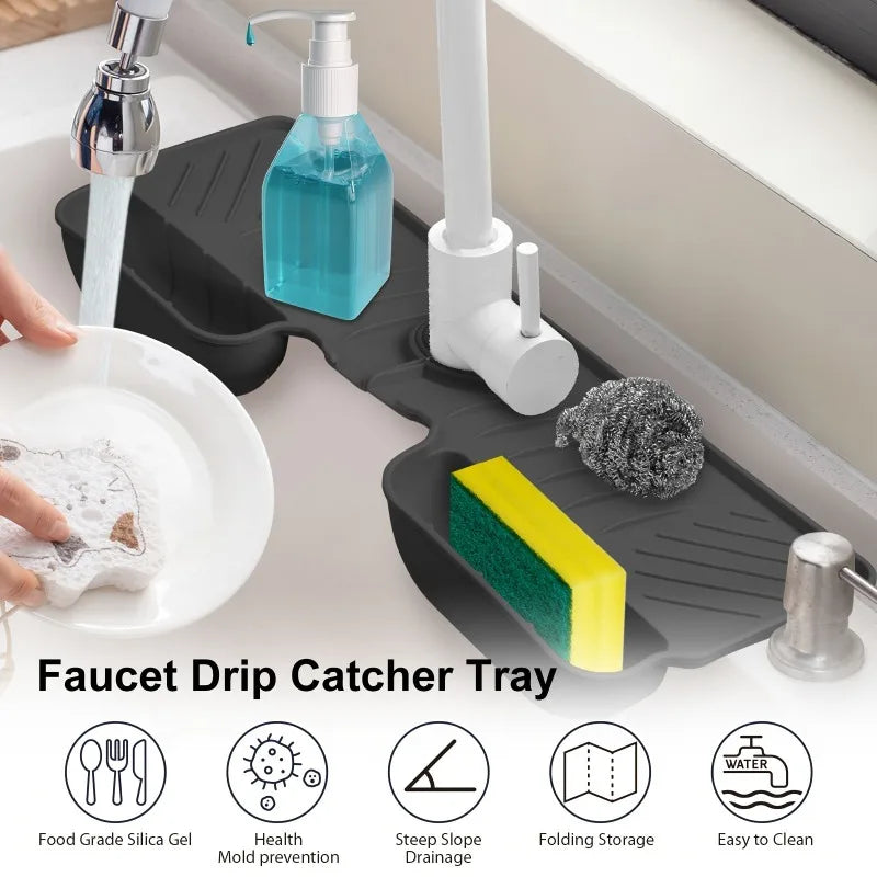 Silicone Kitchen Sink Organizer Dual Pocket Sponge Cloth Holder