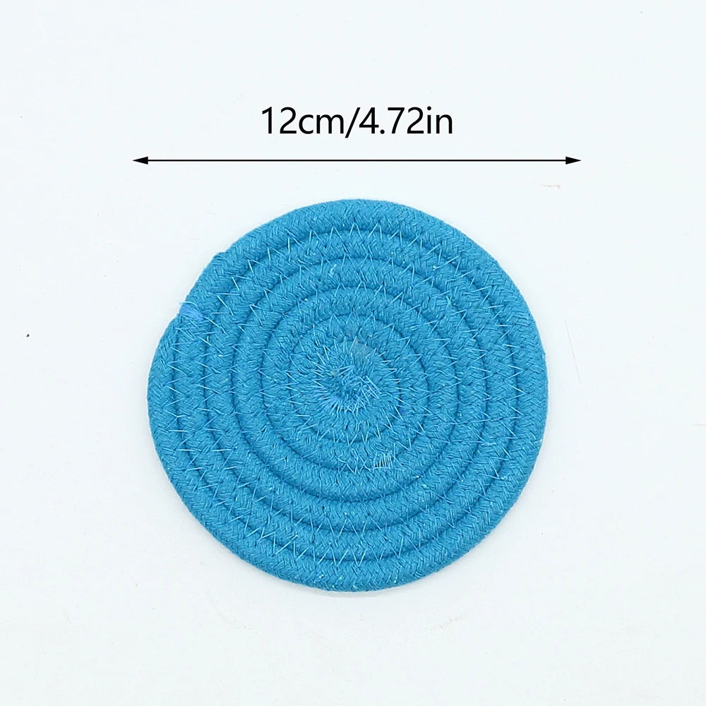 1PC Cotton Thread Cup Mat 12cm Round Coaster Knitting Table Mat Pot Holder Coffee Drink Tea Cup Woven Anti-Scalding Mat Zpaxo I